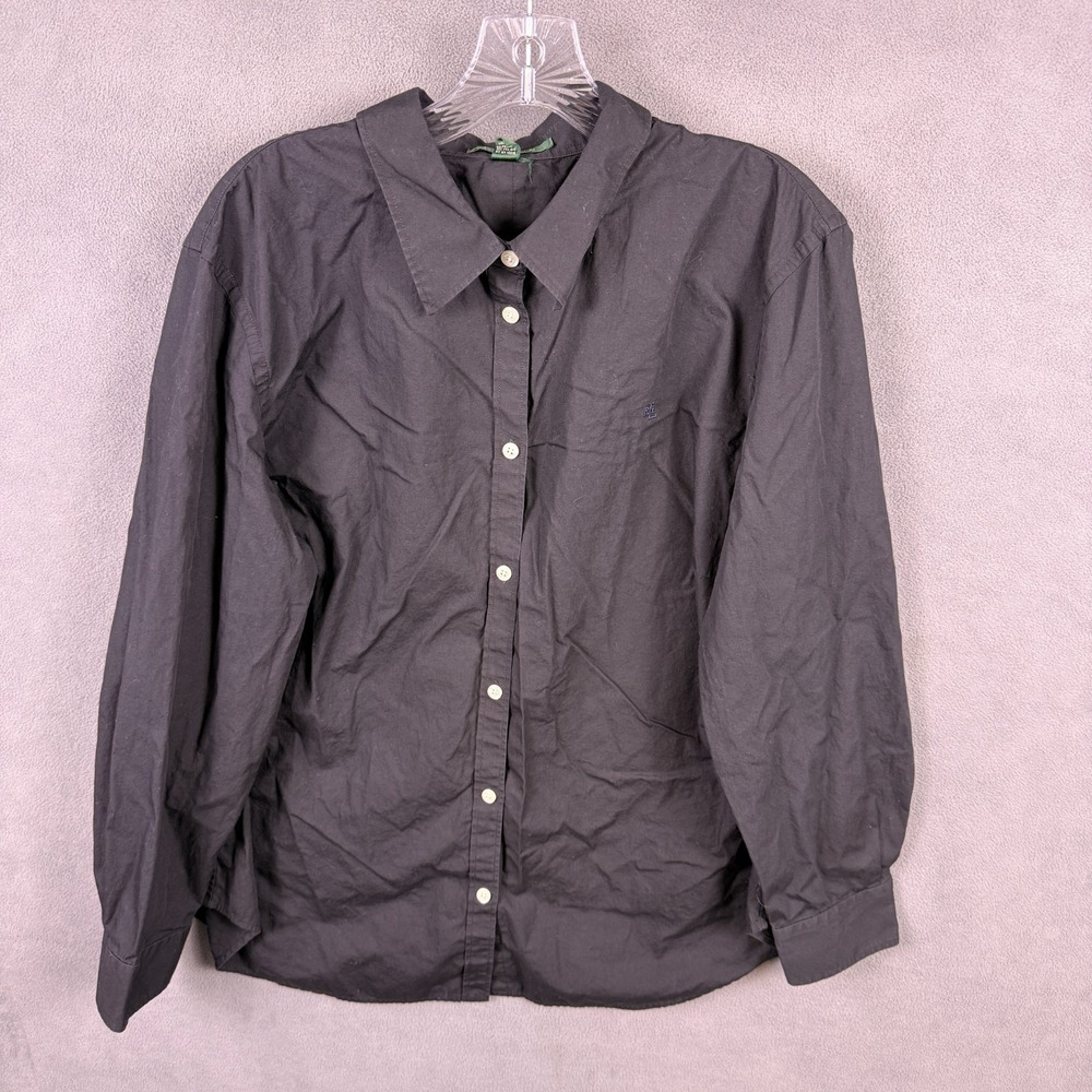Lauren Ralph Lauren Womens Shirt Black Button Up Luxury Classy Size 2XL? Dress